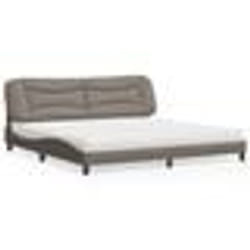 vidaXL Lit avec matelas taupe 200x200 cm tissu - 200 x 200 cm