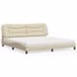vidaXL Lit avec matelas crème 200x200 cm tissu - 200 x 200 cm
