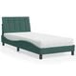 vidaXL Lit avec matelas vert foncé 80x200 cm velours - 80 x 200 cm