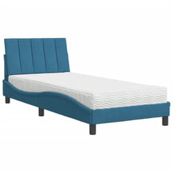 Lit Avec Matelas Hanko Bleu 80x200 Cm Velours Vidaxl