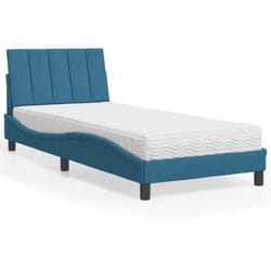 Lit Avec Matelas Bleu 90x190 Cm Velours Vidaxl