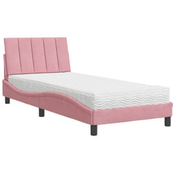 Lit avec matelas rose 90x190 cm velours Vidaxl