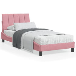 Lit Avec Matelas Rose 90x200 Cm Velours Vidaxl