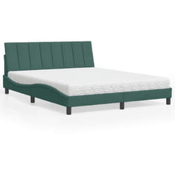 Vidaxl - Lit avec matelas vert foncé 160x200 cm velours