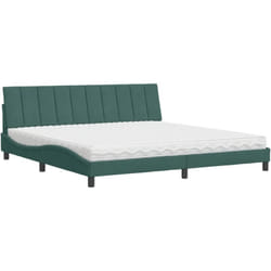 Vidaxl - Lit Avec Matelas Vert Foncé 200x200 Cm Velours