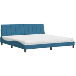 Lit Avec Matelas Bleu 200x200 Cm Velours Vidaxl