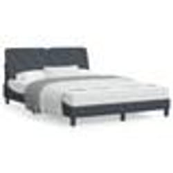 vidaXL Lit avec matelas gris foncé 140x190 cm velours - 140 x 190 cm