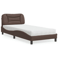 vidaXL Lit avec matelas marron 90x190 cm similicuir - 90 x 190 cm