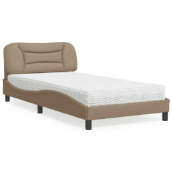 vidaXL Lit avec matelas cappuccino 100x200 cm similicuir - 100 x 200 cm