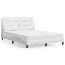 vidaXL Lit avec matelas blanc 140x190 cm similicuir - 140 x 190 cm
