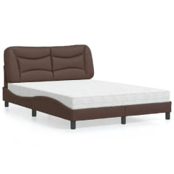 vidaXL Lit avec matelas marron 140x190 cm similicuir - 140 x 190 cm