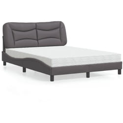 vidaXL Lit avec matelas gris 140x190 cm similicuir - 140 x 190 cm