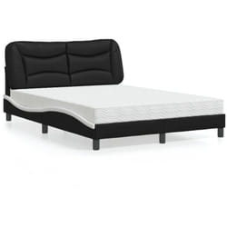 vidaXL Lit avec matelas noir et blanc 140x190 cm similicuir - 140 x 190 cm