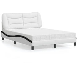 vidaXL Lit avec matelas blanc et noir 140x190 cm similicuir - 140 x 190 cm