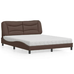 vidaXL Lit avec matelas marron 160x200 cm similicuir - 160 x 200 cm