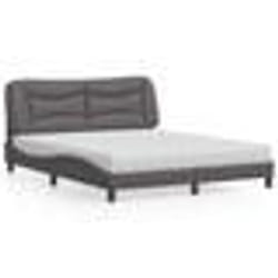 vidaXL Lit avec matelas gris 160x200 cm similicuir - 160 x 200 cm