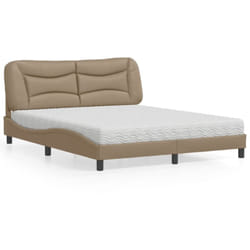 vidaXL Lit avec matelas cappuccino 160x200 cm similicuir - 160 x 200 cm