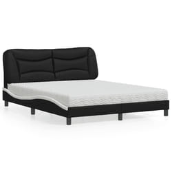 vidaXL Lit avec matelas noir et blanc 160x200 cm similicuir - 160 x 200 cm