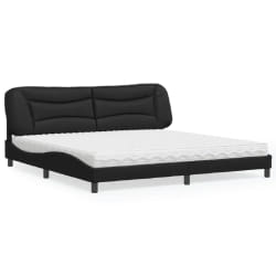 vidaXL Lit avec matelas noir 200x200 cm similicuir