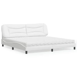 vidaXL Lit avec matelas blanc 200x200 cm similicuir