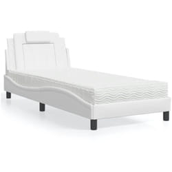 vidaXL Lit avec matelas blanc 80x200 cm similicuir - 80 x 200 cm