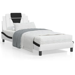 vidaXL Lit avec matelas blanc et noir 80x200 cm similicuir - 80 x 200 cm