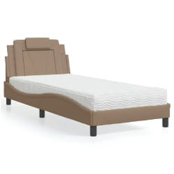 vidaXL Lit avec matelas cappuccino 90x190 cm similicuir - 90 x 190 cm