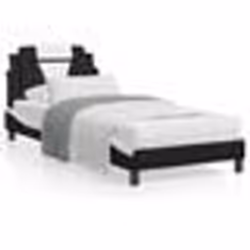 vidaXL Lit avec matelas noir et blanc 90x200 cm similicuir - 90 x 200 cm