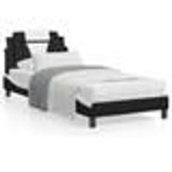 vidaXL Lit avec matelas noir et blanc 90x200 cm similicuir - 90 x 200 cm
