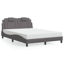 vidaXL Lit avec matelas gris 140x200 cm similicuir - 140 x 200 cm
