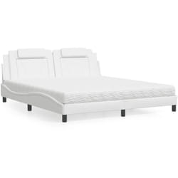 vidaXL Lit avec matelas blanc 180x200 cm similicuir - 180 x 200 cm