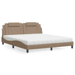 vidaXL Lit avec matelas cappuccino 180x200 cm similicuir - 180 x 200 cm