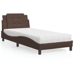 Lit Avec Matelas Marron 80x200 Cm Similicuir Vidaxl