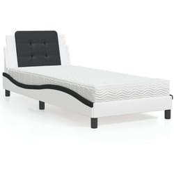 vidaXL Lit avec matelas blanc et noir 80x200 cm similicuir - 80 x 200 cm