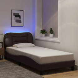vidaXL Cadre de lit avec LED sans matelas marron foncé 80x200 cm tissu - 80 x 200 cm