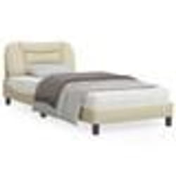 vidaXL Cadre de lit avec lumières LED crème 90x190 cm tissu - 90 x 190 cm