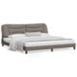 vidaXL Cadre de lit avec LED sans matelas taupe 200x200 cm tissu - 200 x 200 cm