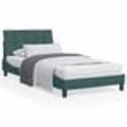 vidaXL Cadre de lit avec LED sans matelas vert foncé 100x200cm velours - 100 x 200 cm
