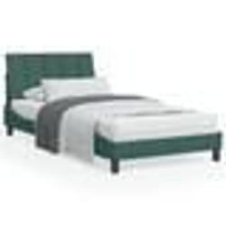 vidaXL Cadre de lit avec LED sans matelas vert foncé 100x200cm velours - 100 x 200 cm