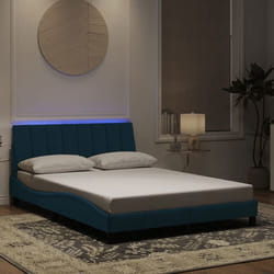 vidaXL Cadre de lit avec LED sans matelas bleu 140x190 cm velours - 140 x 190 cm