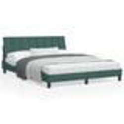 vidaXL Cadre de lit avec lumières LED vert foncé 160x200 cm velours - 160 x 200 cm