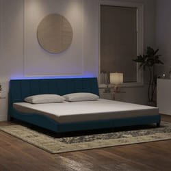 Cadre De Lit Avec Led Sans Matelas Hanko Bleu 200x200 Cm Velours Vidaxl