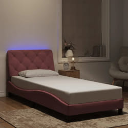 vidaXL Cadre de lit avec lumières LED rose 90x190 cm velours - 90 x 190 cm