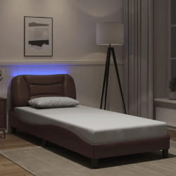 vidaXL Cadre de lit avec LED sans matelas marron 90x190 cm - 90 x 190 cm