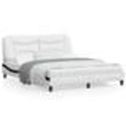 vidaXL Cadre de lit avec LED sans matelas blanc et noir 160x200 cm - 160 x 200 cm