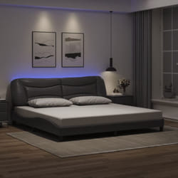 vidaXL Cadre de lit avec LED sans matelas gris 200x200 cm - 200 x 200 cm