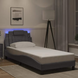 vidaXL Cadre de lit avec LED sans matelas gris 80x200 cm - 80 x 200 cm
