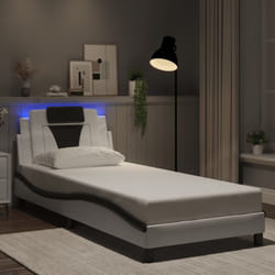 vidaXL Cadre de lit avec LED sans matelas blanc et noir 80x200 cm - 80 x 200 cm