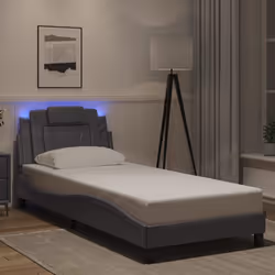 vidaXL Cadre de lit avec LED sans matelas gris 90x190 cm - 90 x 190 cm