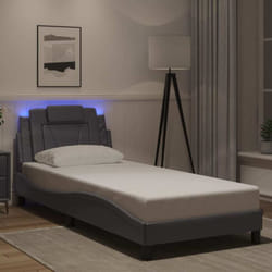 Vidaxl - Cadre de lit avec led sans matelas gris 90x200 cm